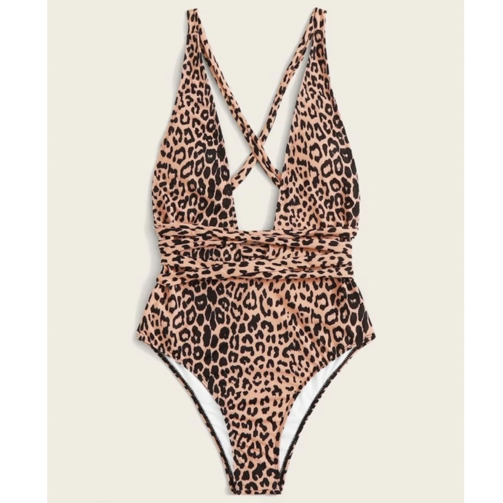 Leopard Print Monokini, Bikini, Swimsuit - Picture 2 of 3